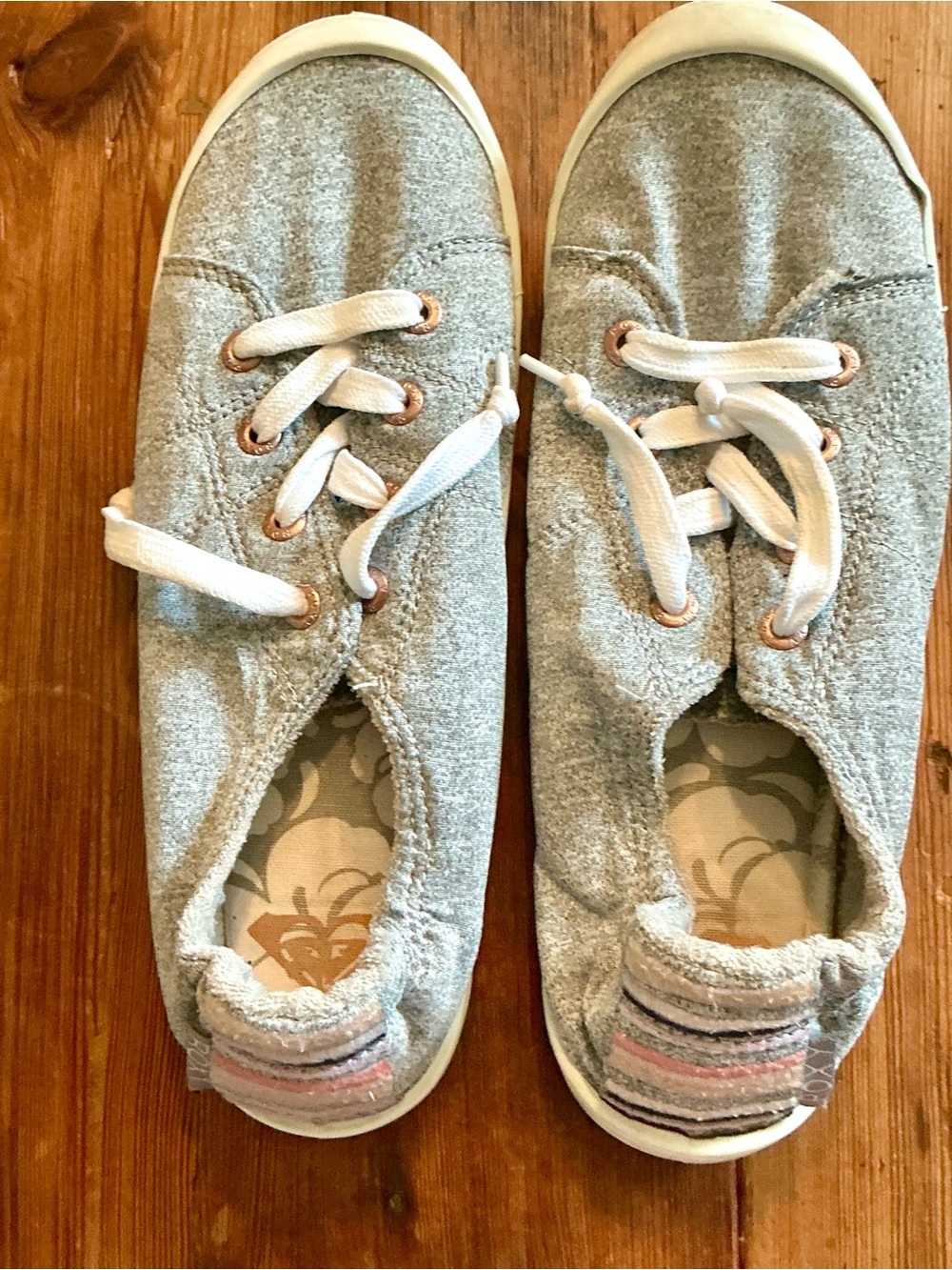 Roxy Women’s Gray Slip-On Sneakers with White Laces
